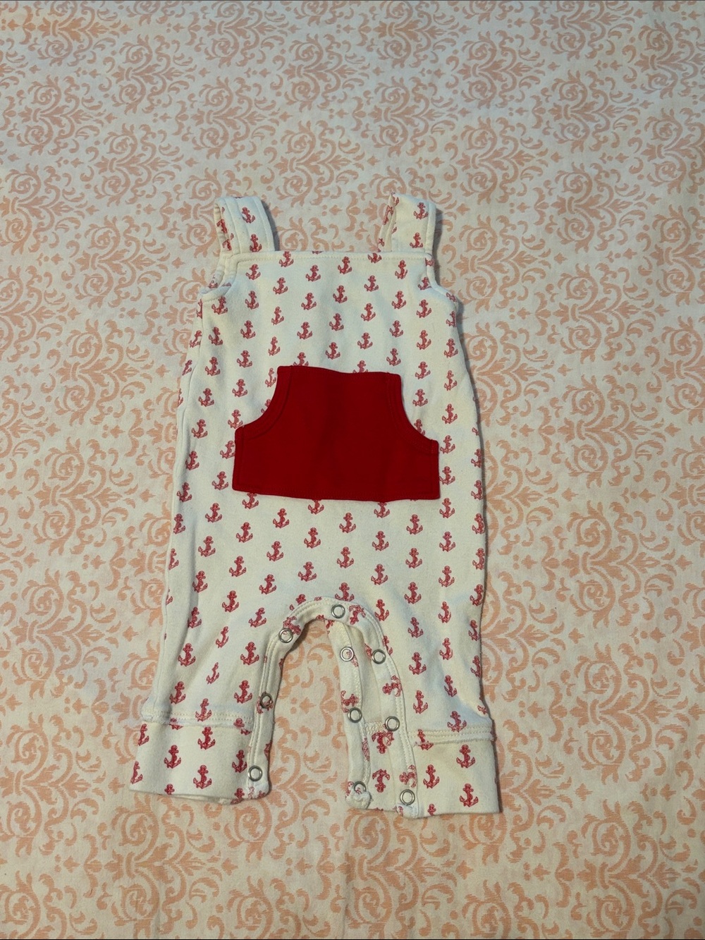 kate quinn Cream and Red Anchor One-Piece Romper